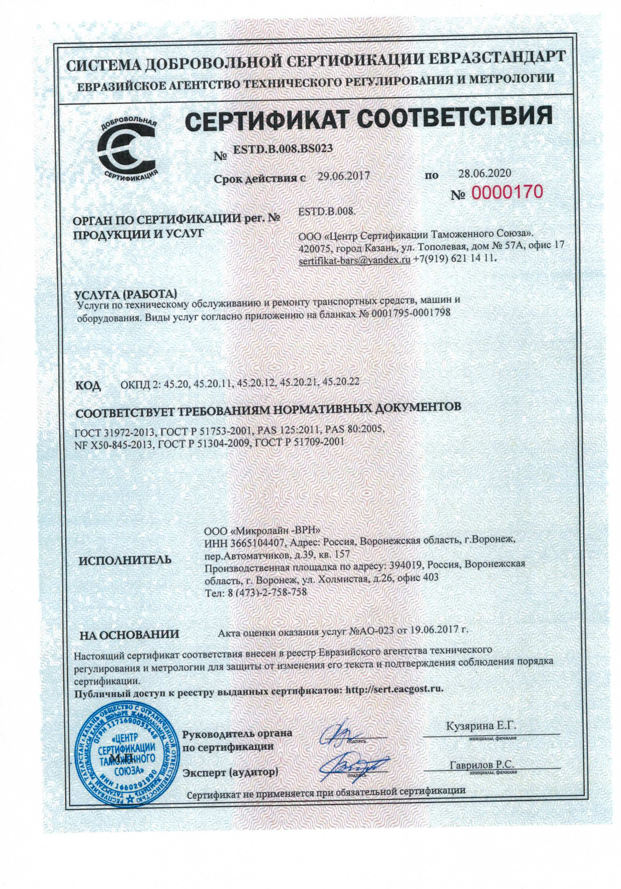 Сертификат электробезопасности МС ВРН